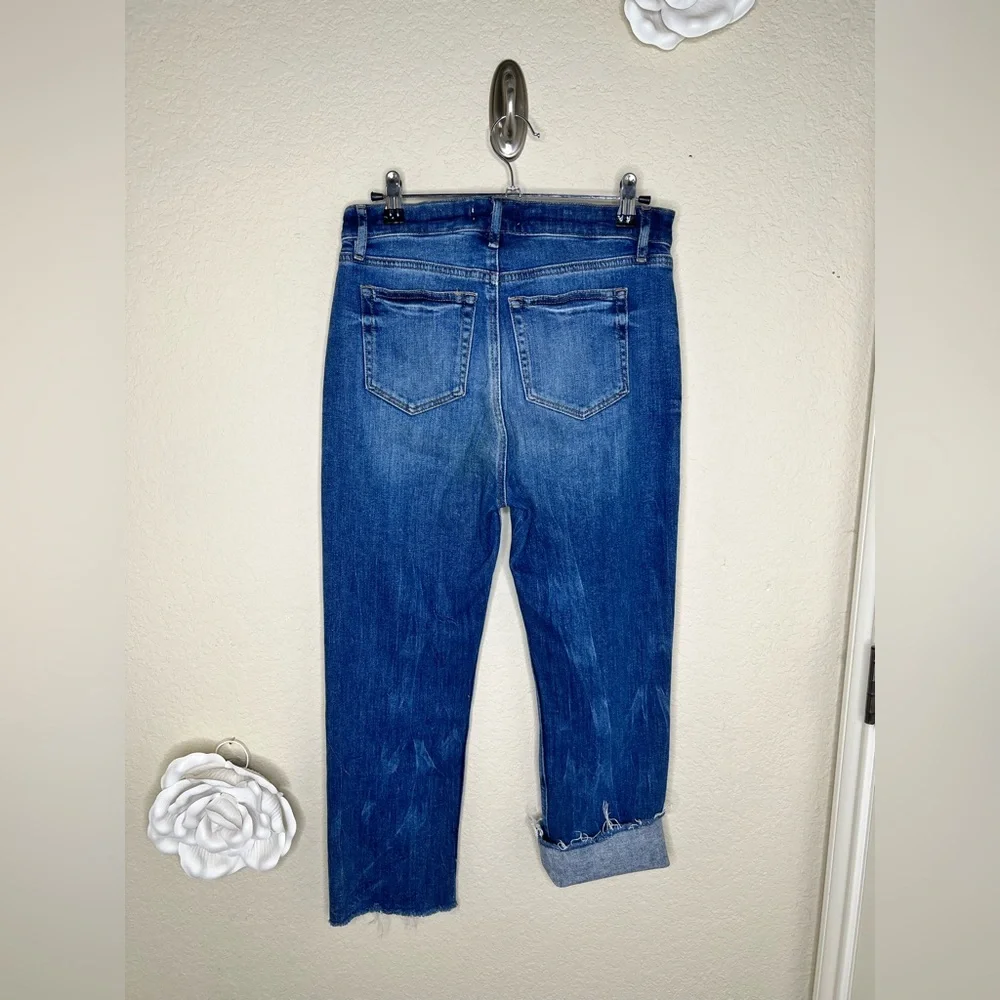 NTM: LOFT High Rise Straight Crop Jeans Medium Wash Distressed Raw Hem Size 27 - Picture 16 of 16
